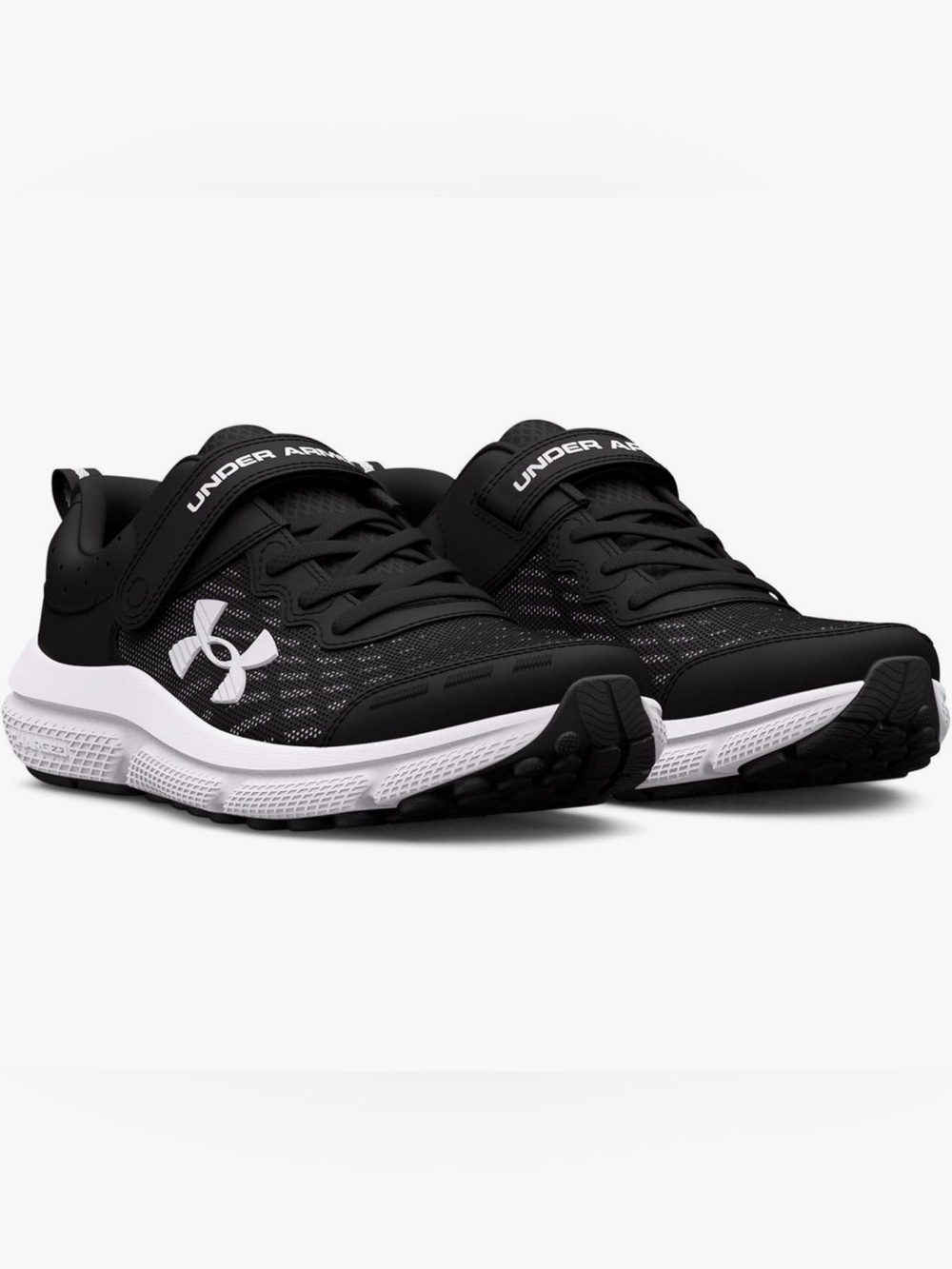 Under Armour Black & White Kids' Velcro Athletic Sneakers